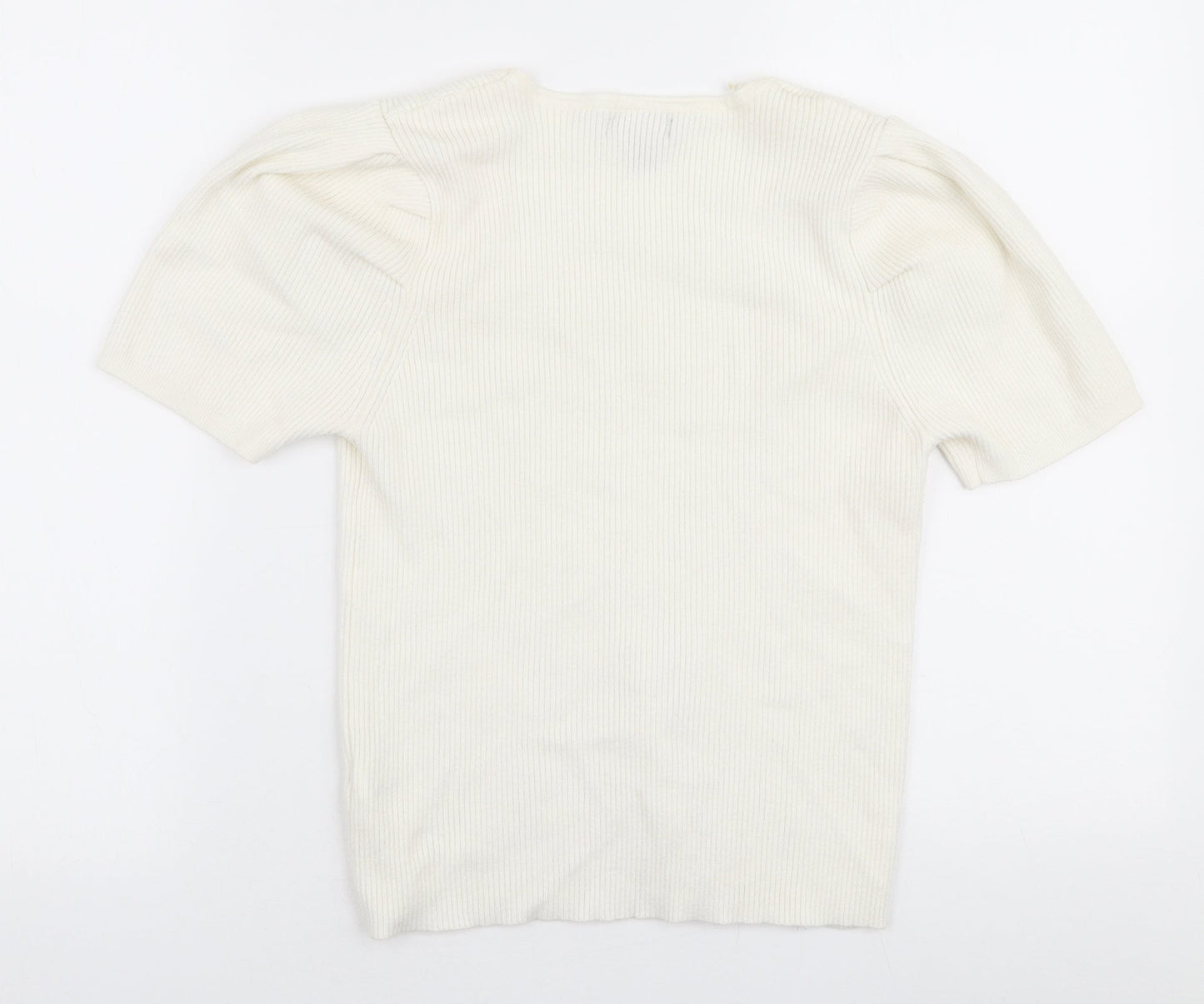 Primark Womens Ivory Square Neck  Viscose Pullover Jumper Size L