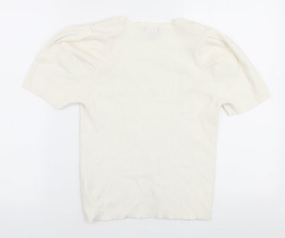 Primark Womens Ivory Square Neck  Viscose Pullover Jumper Size L