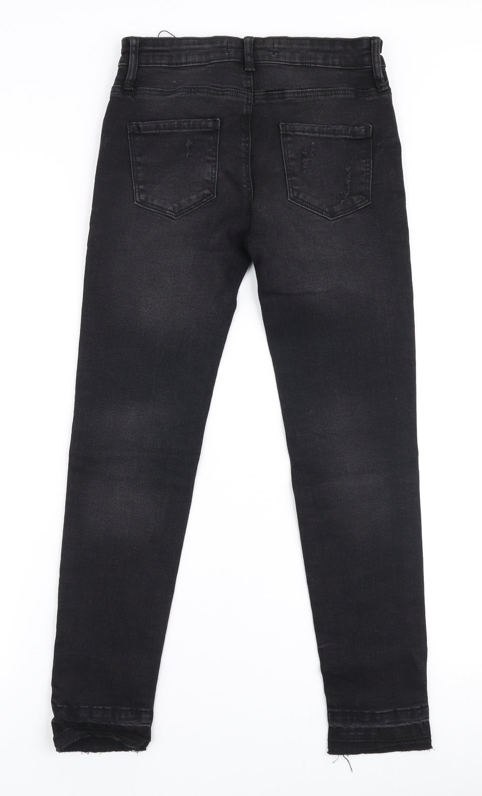 Denim Co Girls Black  Cotton Skinny Jeans Size 10-11 Years  Slim Zip - Ripped knees