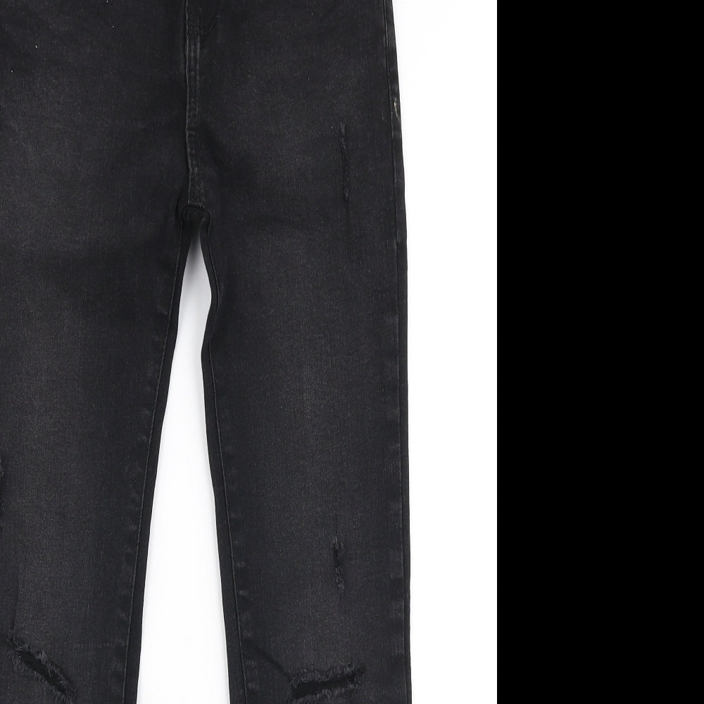 Denim Co Girls Black  Cotton Skinny Jeans Size 10-11 Years  Slim Zip - Ripped knees