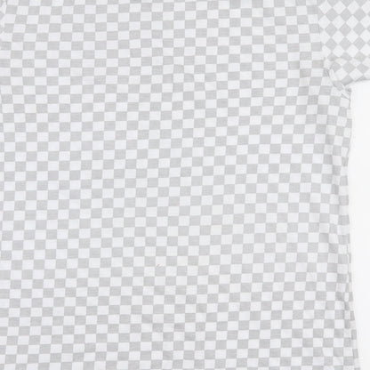 Primark Womens Grey Check 100% Cotton Jersey T-Shirt Size S Round Neck