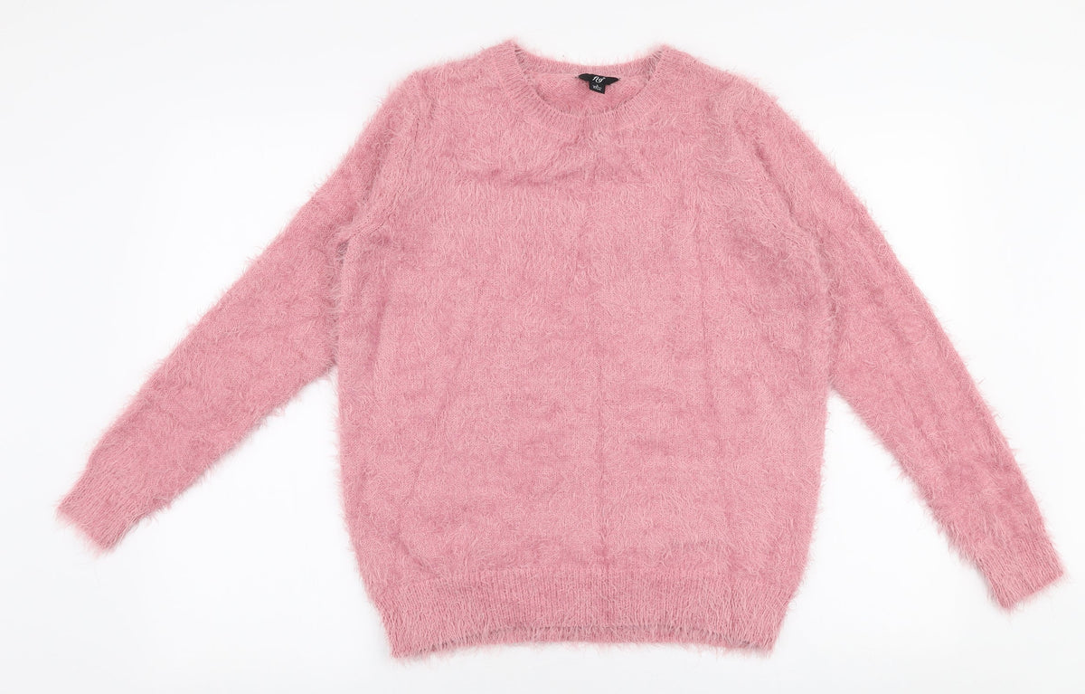Additional front view of Fig women’s pink round neck nylon jumper, size S