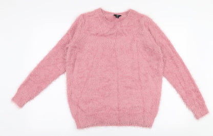 Additional front view of Fig women’s pink round neck nylon jumper, size S