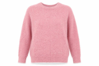 Front view of Fig women’s pink round neck nylon jumper, size S