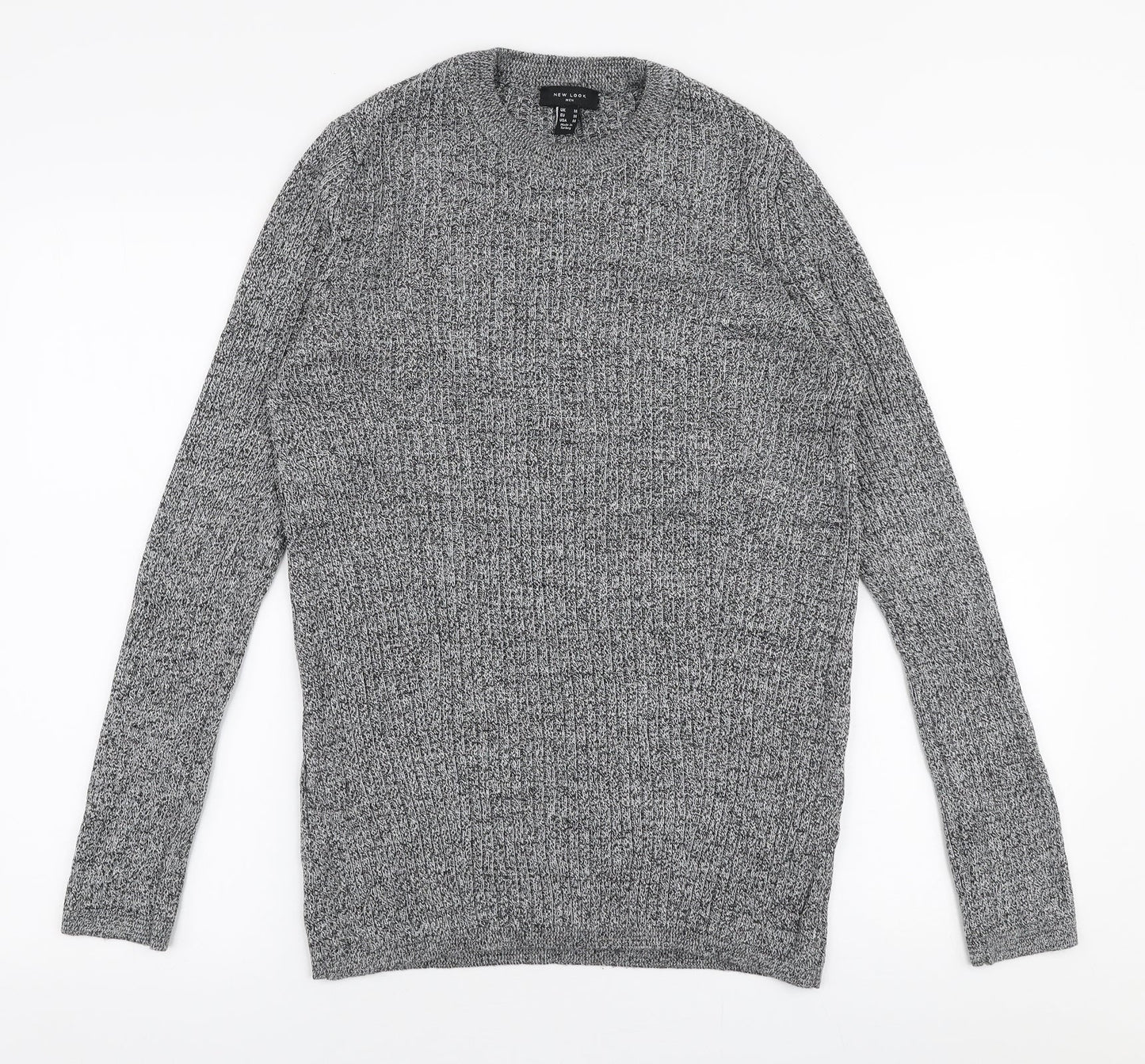 New Look Mens Grey Round Neck  Acrylic Pullover Jumper Size M