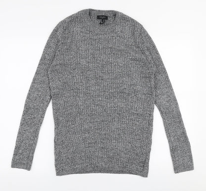 New Look Mens Grey Round Neck  Acrylic Pullover Jumper Size M
