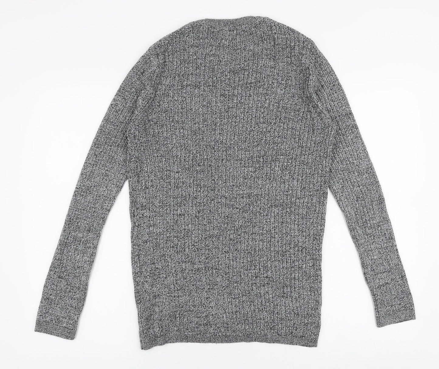 New Look Mens Grey Round Neck  Acrylic Pullover Jumper Size M