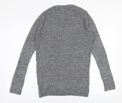 New Look Mens Grey Round Neck  Acrylic Pullover Jumper Size M