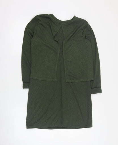 Topshop Womens Green  Acrylic Jumper Dress  Size 8  Round Neck Pullover