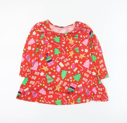 Studio  Baby Red  Viscose A-Line  Size 12-18 Months  Round Neck Pullover - Christmas