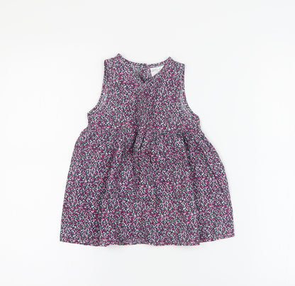 Watch Me Grow Girls Multicoloured Floral 100% Cotton A-Line  Size 2 Years  Round Neck Button