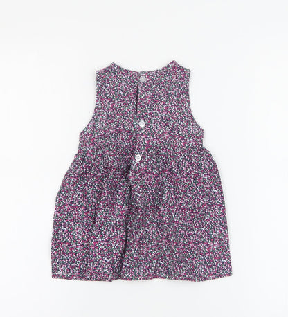 Watch Me Grow Girls Multicoloured Floral 100% Cotton A-Line  Size 2 Years  Round Neck Button