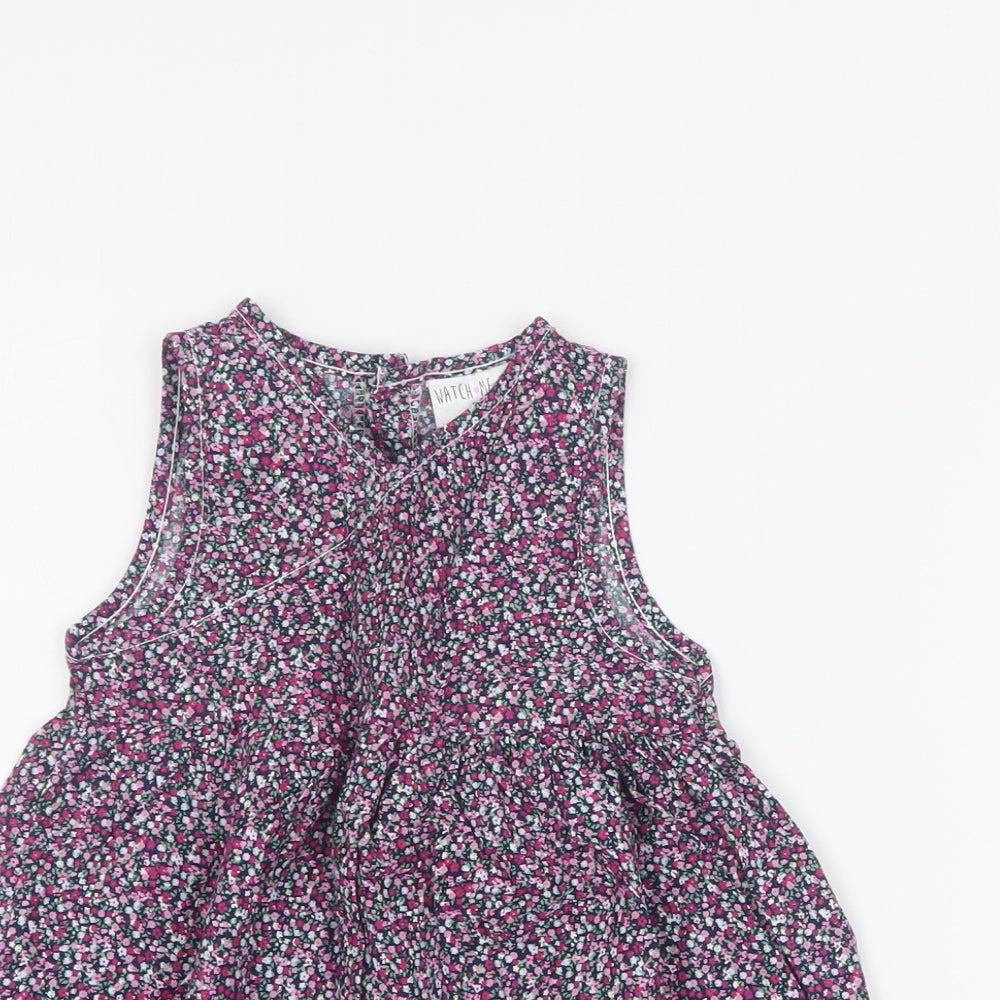 Watch Me Grow Girls Multicoloured Floral 100% Cotton A-Line  Size 2 Years  Round Neck Button