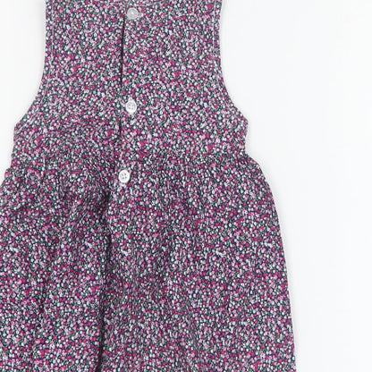 Watch Me Grow Girls Multicoloured Floral 100% Cotton A-Line  Size 2 Years  Round Neck Button