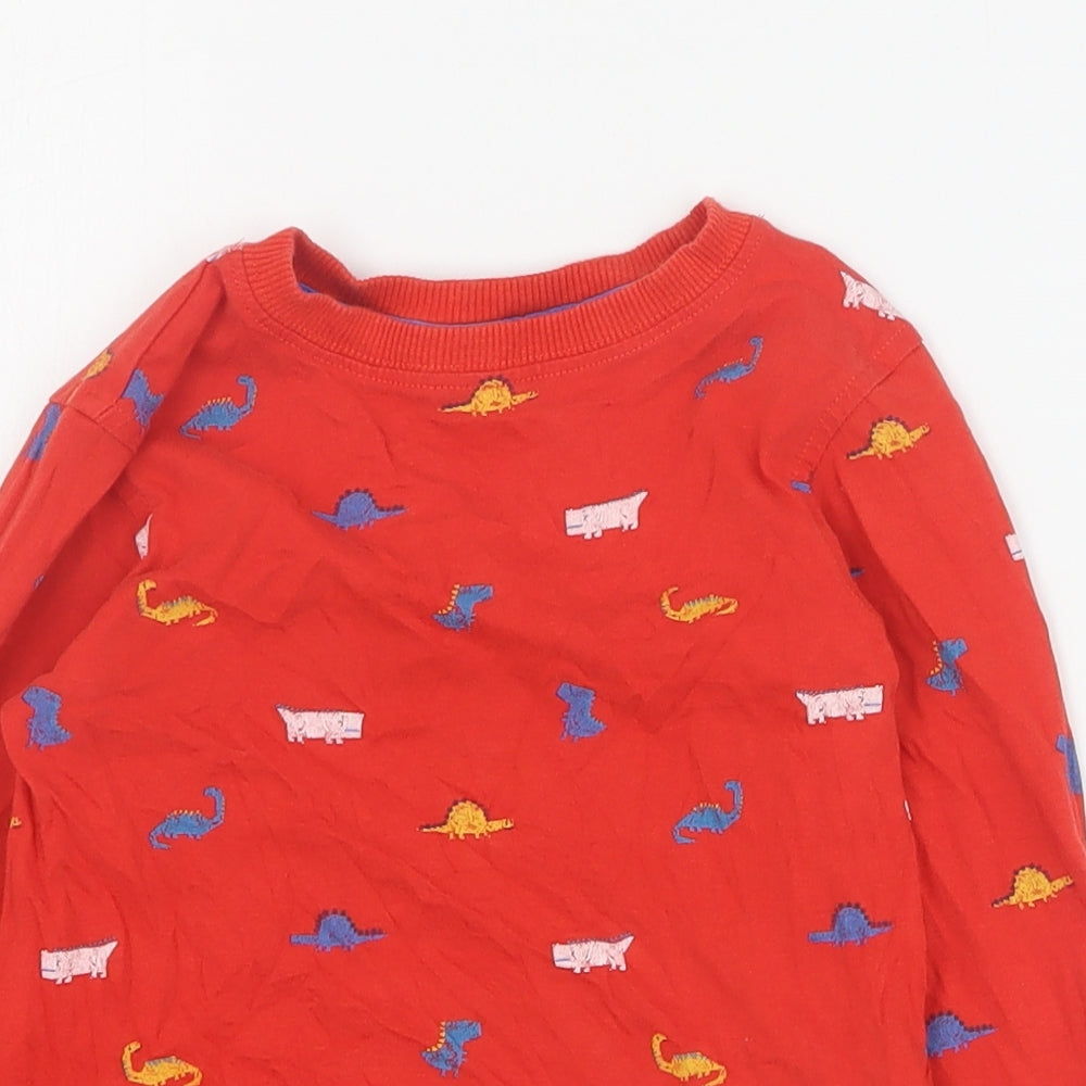 George Boys Red  100% Cotton Pullover T-Shirt Size 2-3 Years Crew Neck Pullover - Dinosaur