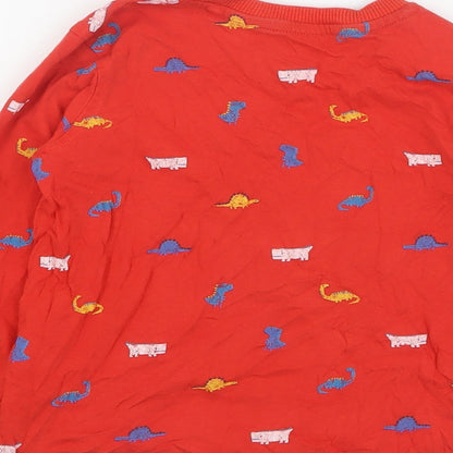 George Boys Red  100% Cotton Pullover T-Shirt Size 2-3 Years Crew Neck Pullover - Dinosaur