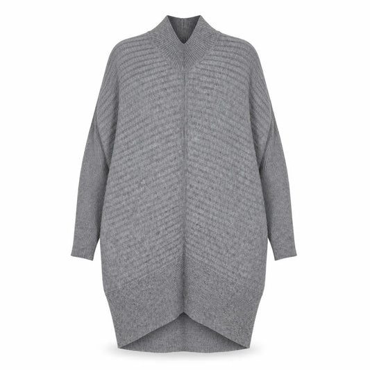 Front view of River Island women’s grey viscose jumper dress, size S, halter pullover
