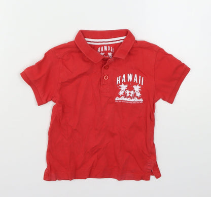 Additional front view of Rebel boys’ red cotton basic polo, size 2-3, years collared - hawii