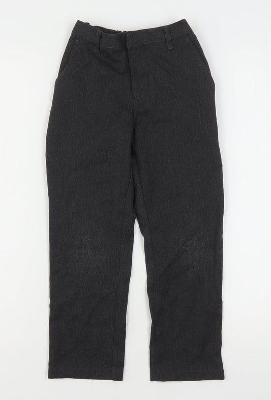 George Boys Grey  Polyester Dress Pants Trousers Size 6-7 Years  Regular Hook & Eye