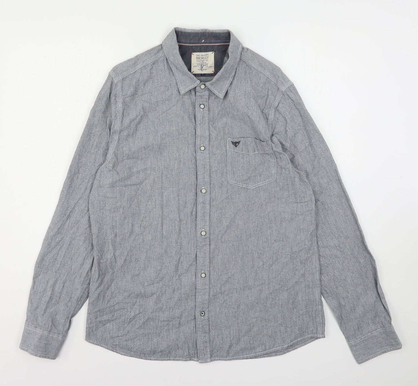 Mens UK Size L Morley Grey  Button-Up Long Sleeve Casual Shirt
