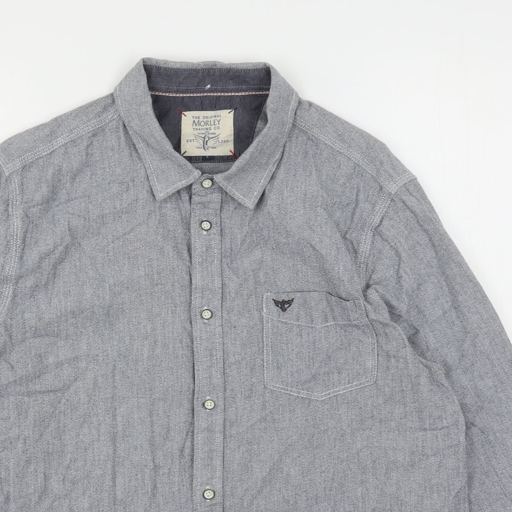 Mens UK Size L Morley Grey  Button-Up Long Sleeve Casual Shirt