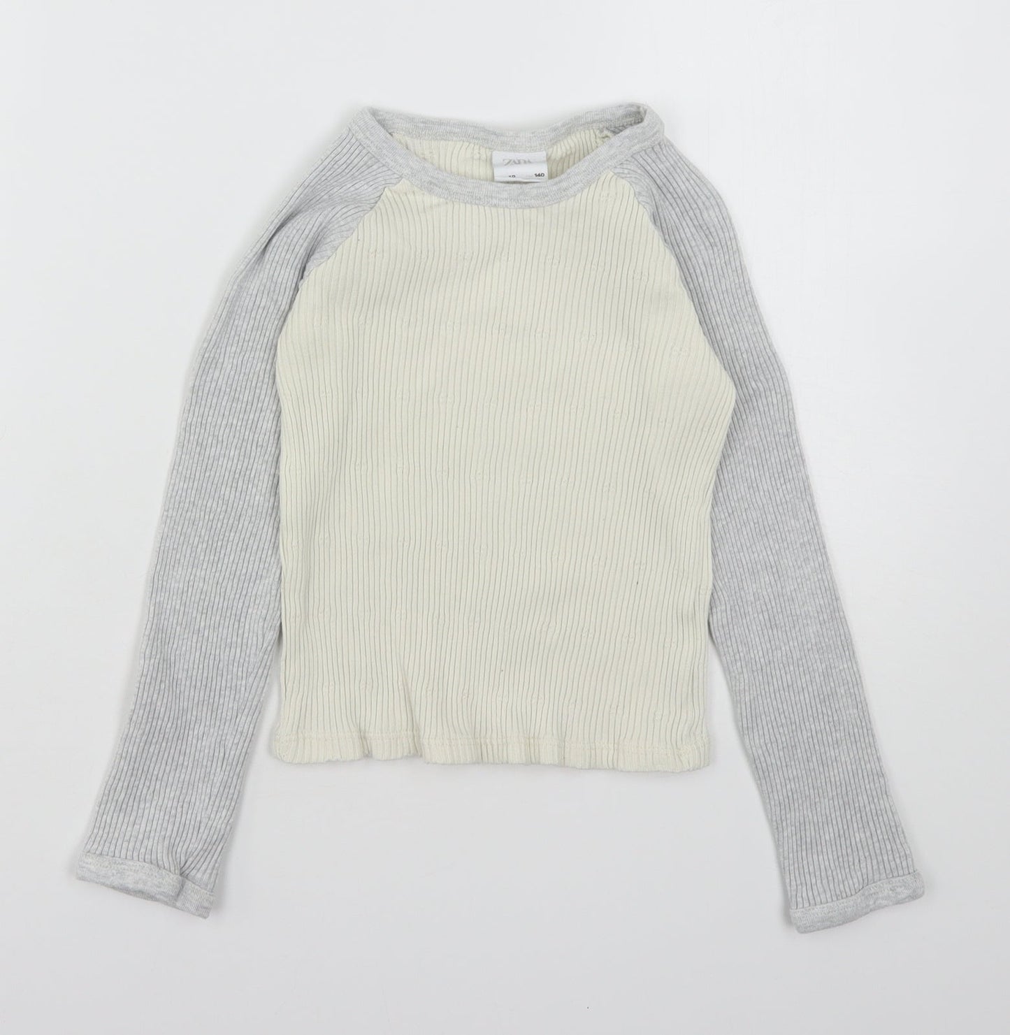 Zara Girls Multicoloured  Cotton Basic T-Shirt Size 10 Years Round Neck