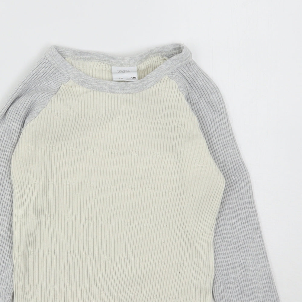 Zara Girls Multicoloured  Cotton Basic T-Shirt Size 10 Years Round Neck