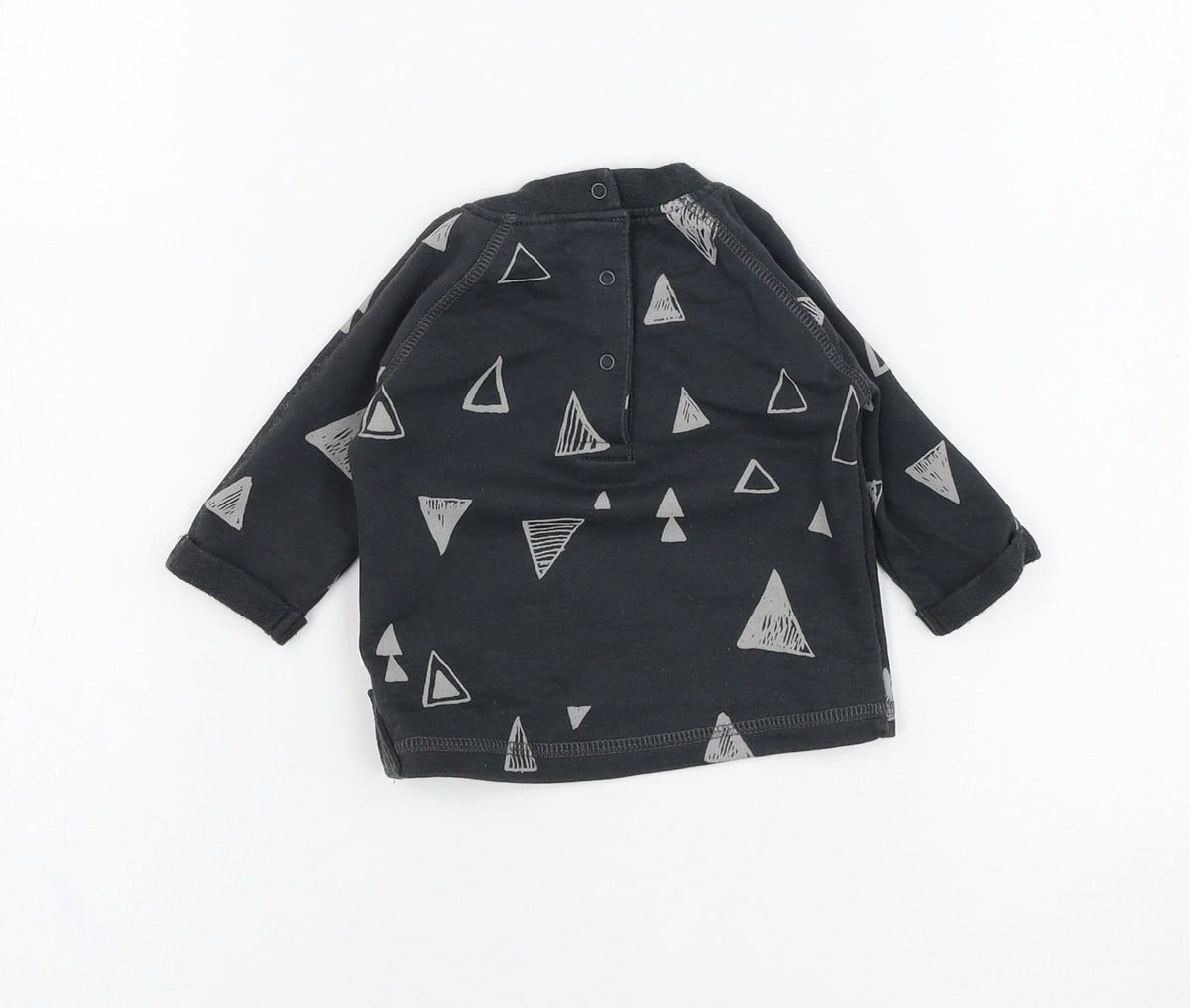 Back view of Next boys’ grey cotton basic t-shirt, size 0-3, months round neck pullover - triangle