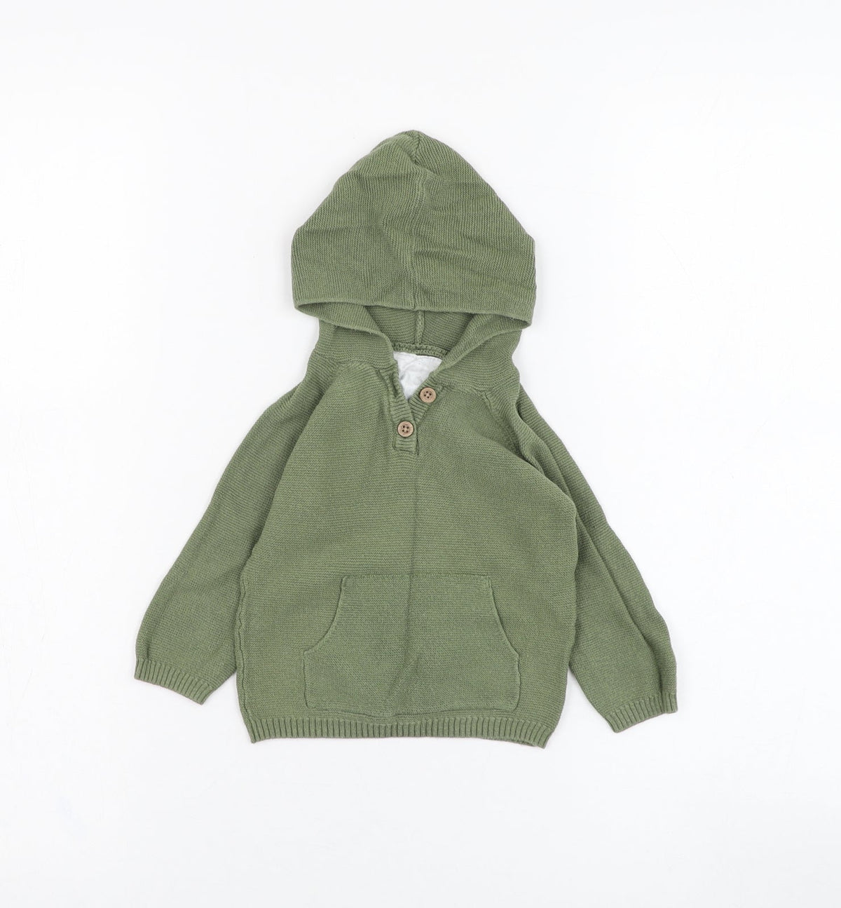 Additional front view of F&F boys’ green cotton jumper, size 6-9, months pullover