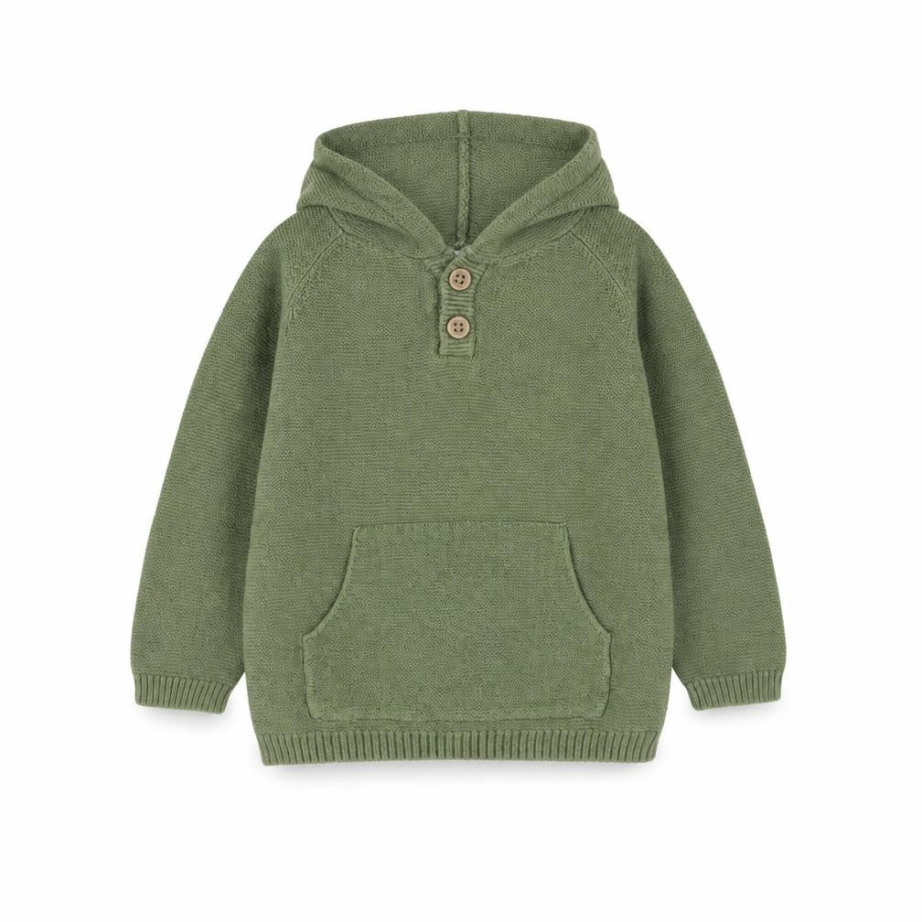 Front view of F&F boys’ green cotton jumper, size 6-9, months pullover