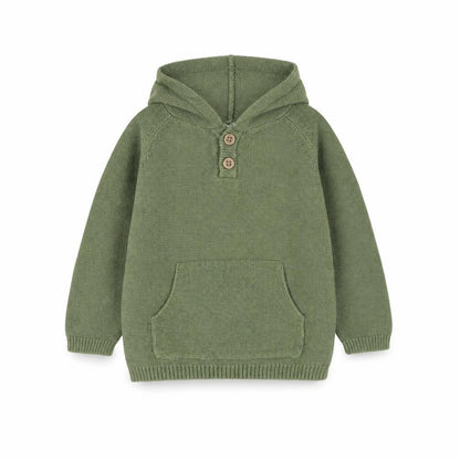 Front view of F&F boys’ green cotton jumper, size 6-9, months pullover