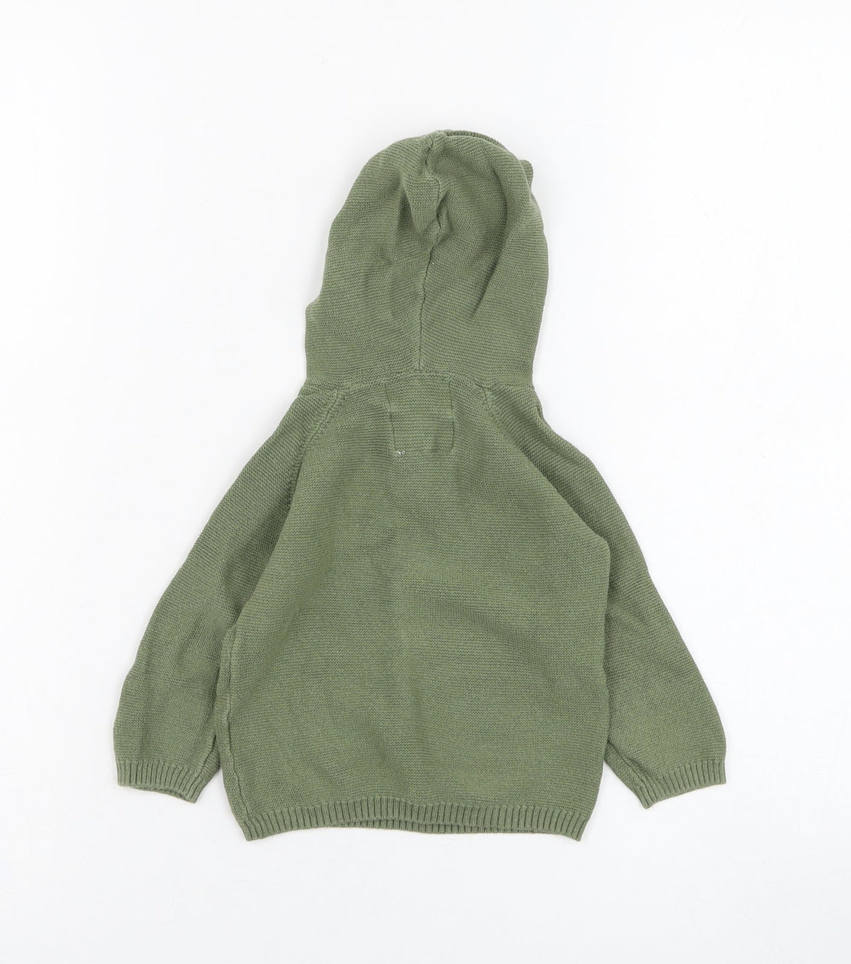 Back view of F&F boys’ green cotton jumper, size 6-9, months pullover