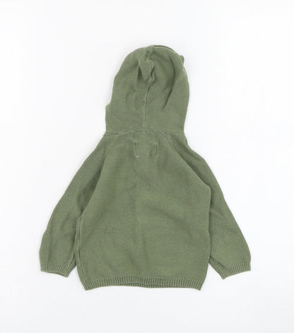 Back view of F&F boys’ green cotton jumper, size 6-9, months pullover