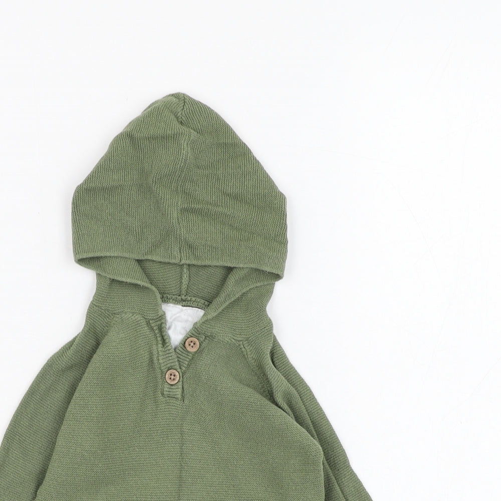 Close-up detail of F&F boys’ green cotton jumper, size 6-9, months pullover