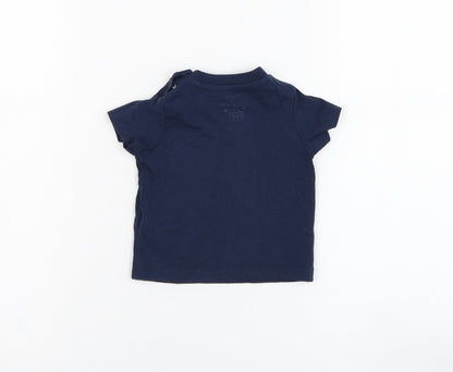 F&F Boys Blue  Cotton Basic T-Shirt Size 0-3 Months Round Neck Pullover - Watch me grow