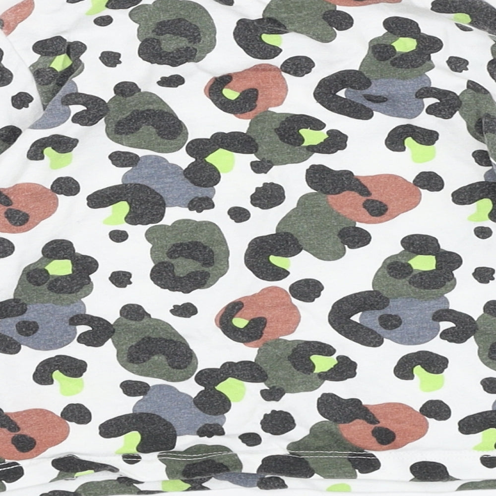 F&F Boys White Camouflage Cotton Basic T-Shirt Size 9-12 Months Round Neck Pullover