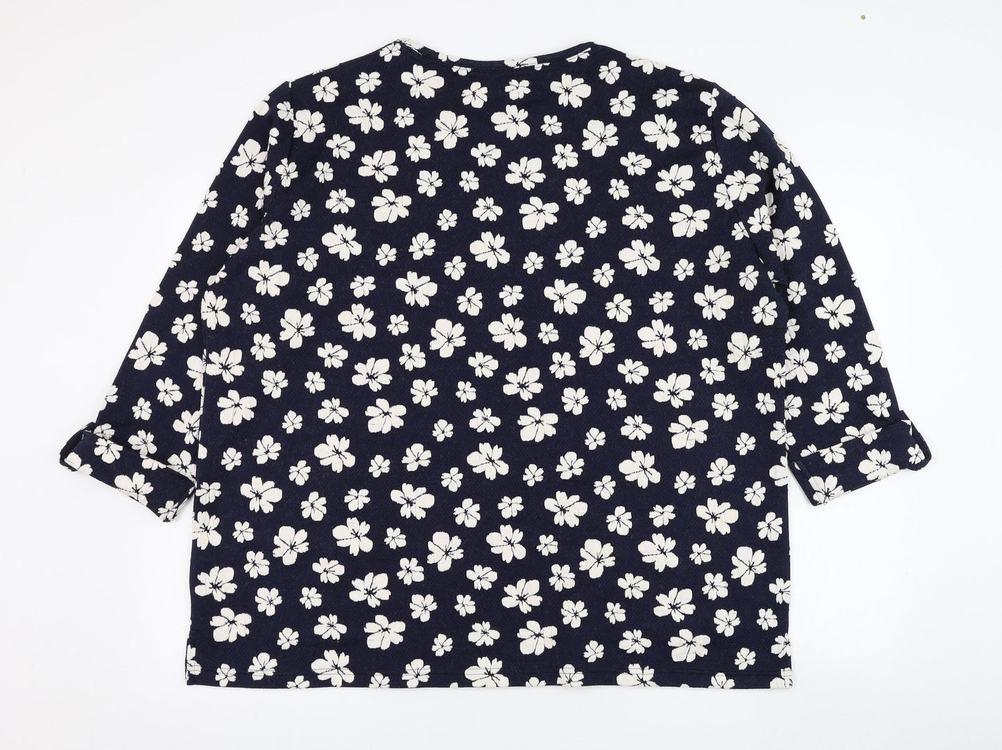 EWM Womens Blue Floral Polyester Pullover Sweatshirt Size 22  Pullover
