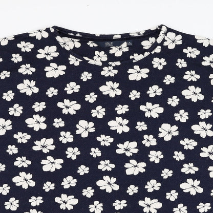EWM Womens Blue Floral Polyester Pullover Sweatshirt Size 22  Pullover