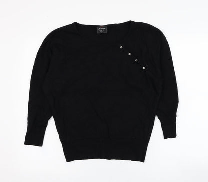 Additional front view of Jeanswest women’s black round neck rayon jumper, size S