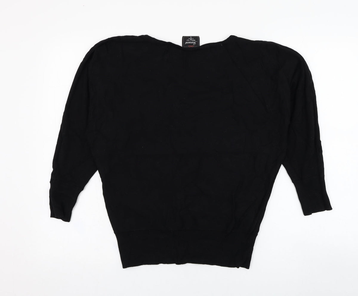 Back view of Jeanswest women’s black round neck rayon jumper, size S