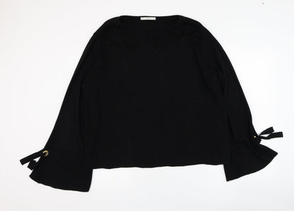 George Womens Black Round Neck  Acrylic Pullover Jumper Size 14