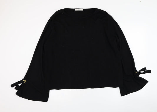George Womens Black Round Neck  Acrylic Pullover Jumper Size 14
