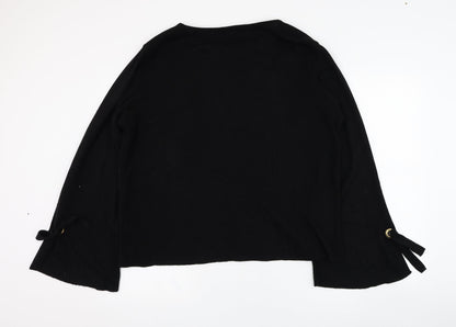 George Womens Black Round Neck  Acrylic Pullover Jumper Size 14