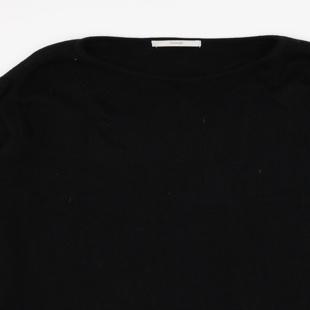 George Womens Black Round Neck  Acrylic Pullover Jumper Size 14