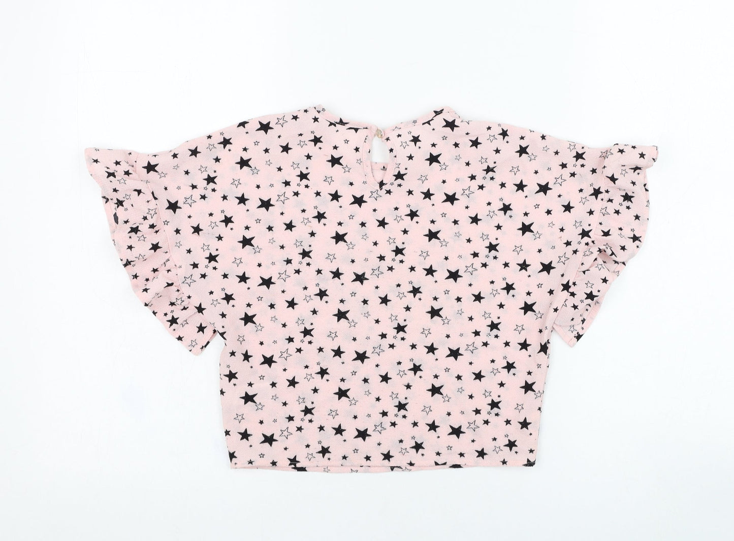 Dunnes Stores Girls Pink  Polyester Tunic T-Shirt Size 7 Years Round Neck Pullover - Star