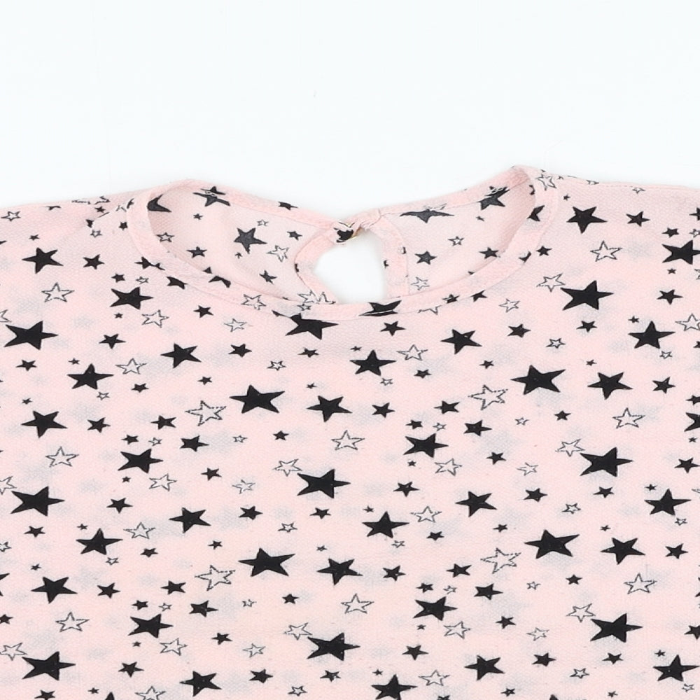 Dunnes Stores Girls Pink  Polyester Tunic T-Shirt Size 7 Years Round Neck Pullover - Star