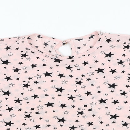 Dunnes Stores Girls Pink  Polyester Tunic T-Shirt Size 7 Years Round Neck Pullover - Star