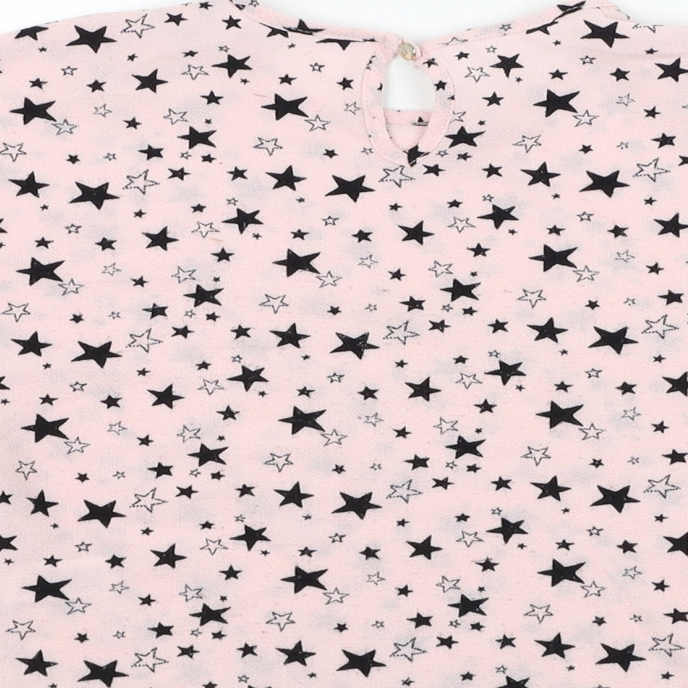 Dunnes Stores Girls Pink  Polyester Tunic T-Shirt Size 7 Years Round Neck Pullover - Star