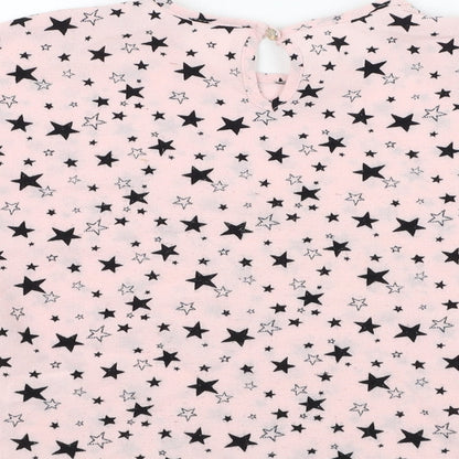 Dunnes Stores Girls Pink  Polyester Tunic T-Shirt Size 7 Years Round Neck Pullover - Star