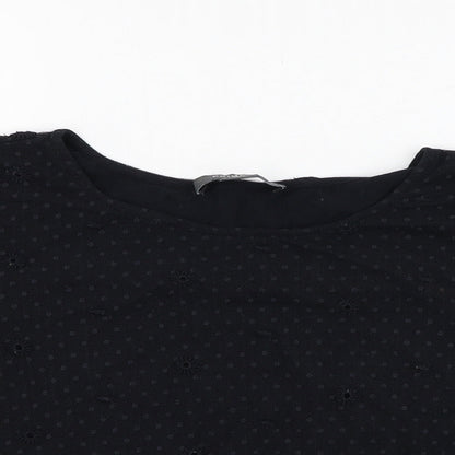 Primark Womens Black  Polyamide Cropped Blouse Size 6 Round Neck - Mesh